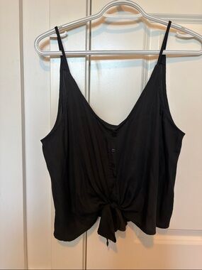 Women’s Black Tie-Front Spaghetti Strap Camisole
